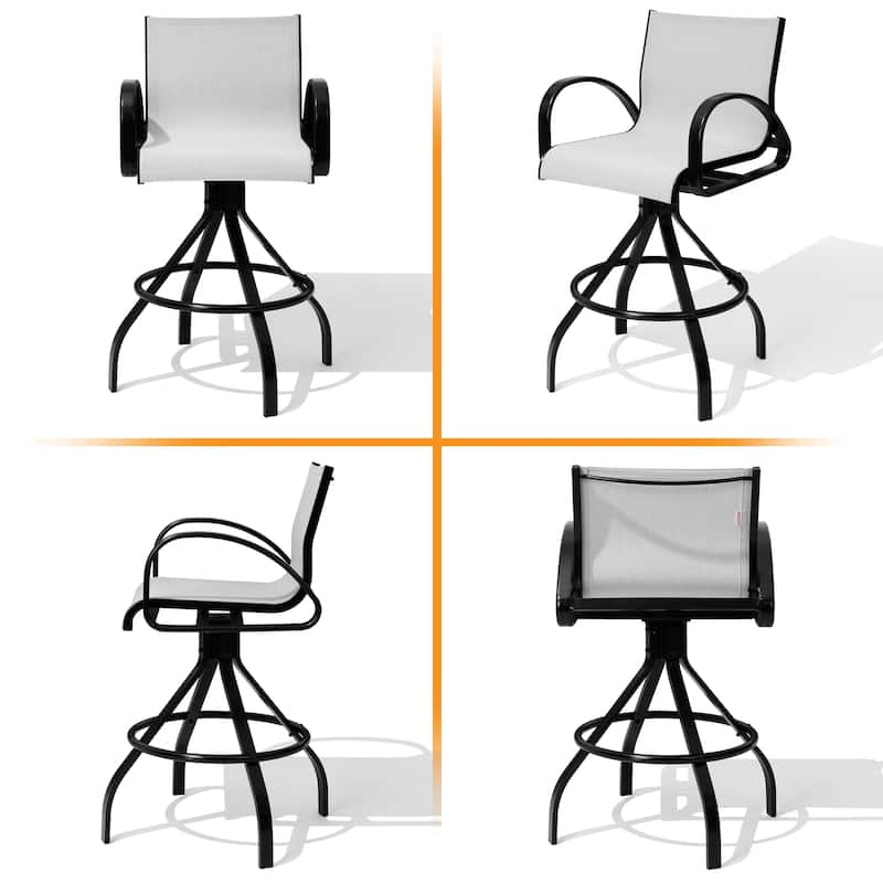 Outdoor Patio Swivel Aluminum Bar Stools Sunbrella Textilene Fabric