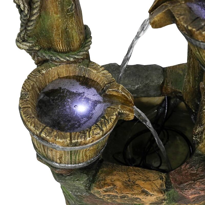 39.3in High Outdoor Water Fountain w/ LED Lights Floor Water Fountain