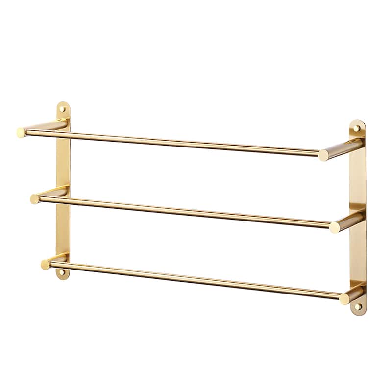 WOWOW 3-Tier Wall Mounted Towel Rack in Brushed Nickel - Gold