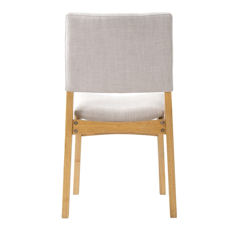 Upholstered Stackable Dining Chairs Set of 4 - Linen Fabric Seat & Backrest, Solid Wood Frame, Rustic Kitchen Chairs