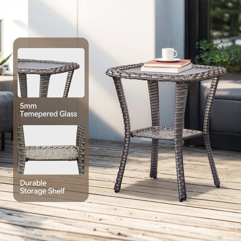 Outdoor Swivel Wicker Patio Chairs Set with Side Table