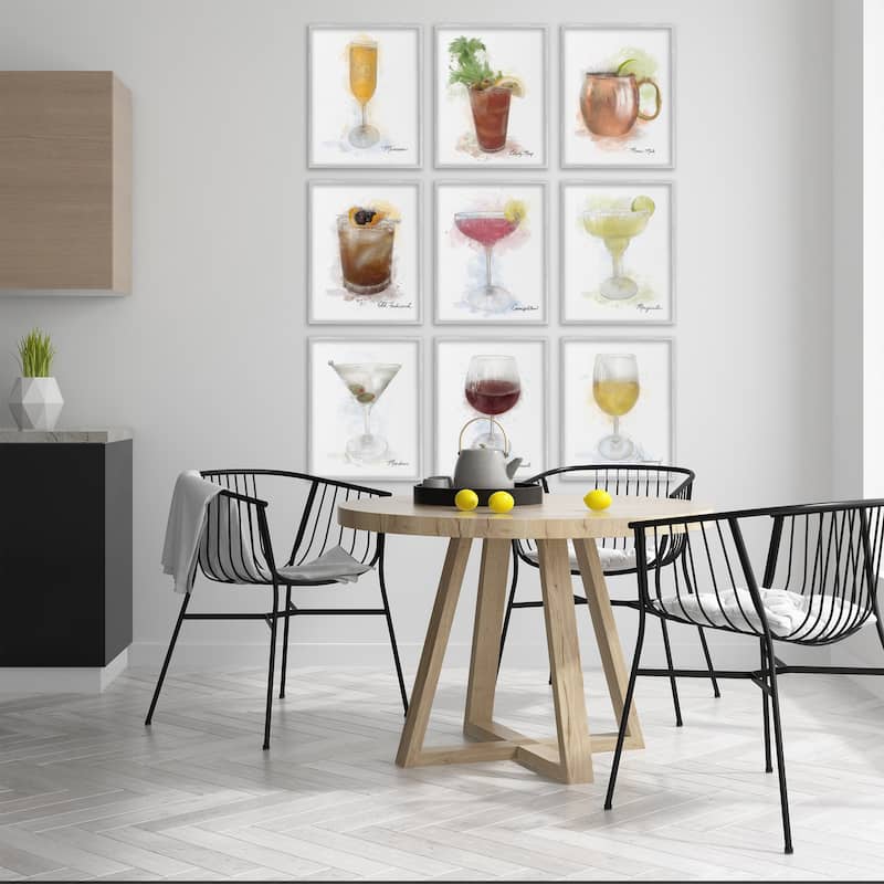 Stupell Modern Muted Cocktail Drinks Framed Giclee Art Design By Matthew Piotrowicz (Set of 9)
