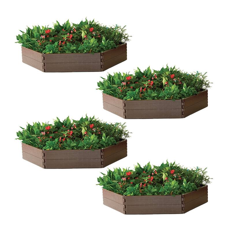 Modern Home Raised Garden Bed Kit - Stackable Hexagon Modular Flower/Planter Kit - 48" Diameter 6 Panel Kit for Gardening - Set of 4