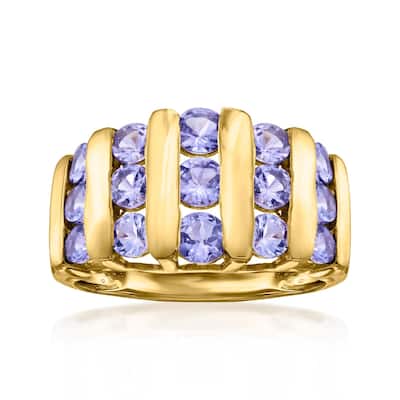 18K Yellow Gold Over Sterling Silver Tanzanite Ring