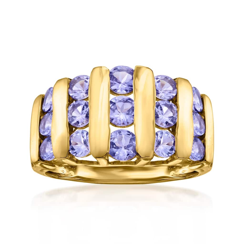 18K Yellow Gold Over Sterling Silver Tanzanite Ring