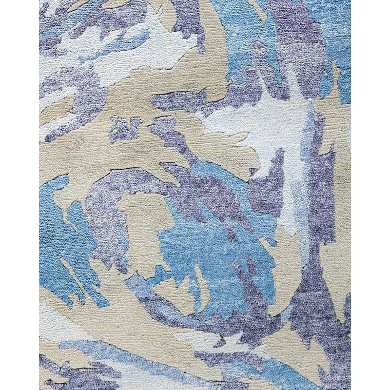 Modern One-of-a-Kind Hand-Knotted Area Rug - Ivory, 9' 1" x 12' 0" - 9' 1" x 12' 0"