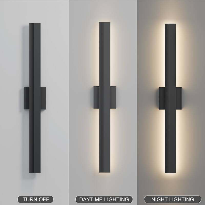 Aluminum LED Outdoor Wall Lights Matte Black with Linear Texture