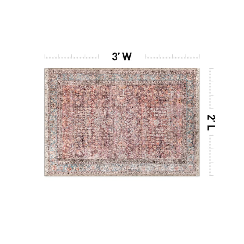 World Rug Gallery Vintage Distressed Bordered Washable Area Rug