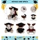 preview thumbnail 2 of 3, DolliBu Moose with Red Plaid Outfit Graduation Plush with Gown and Cap - 9 inches