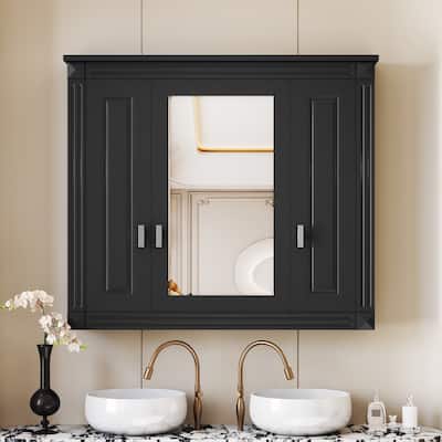 Wall-Mounted Bathroom Medicine Cabinet with Mirror and Four Shelves, Over-The-Toilet Storage Unit‌