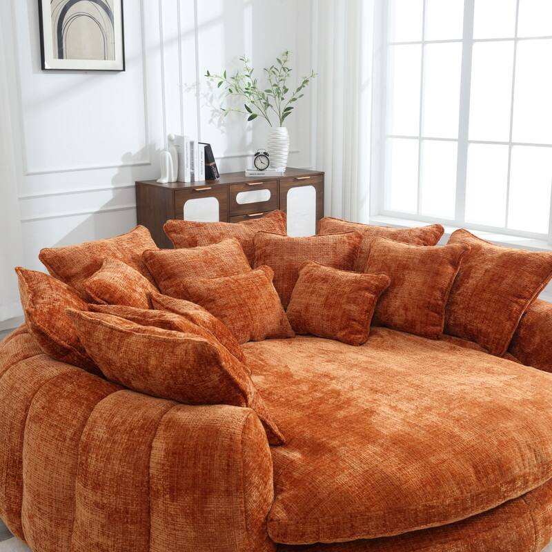 81.10" Double Bread Extra Large Round Sofa Bed with Armrests and Large Cushions