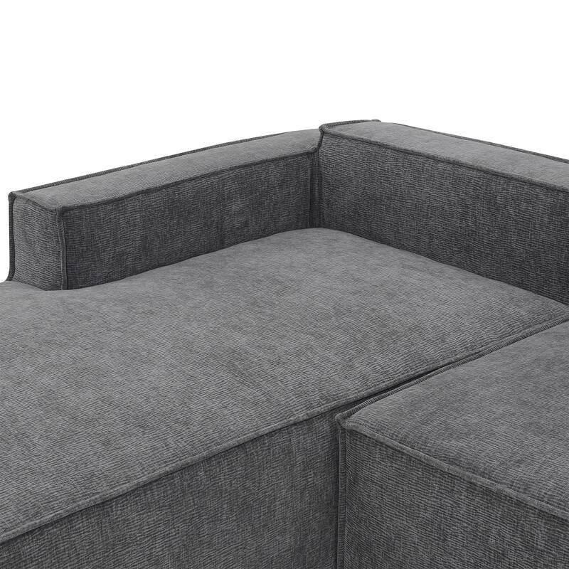 111.5" Chenille Modular Sectional Sofa with Pocket Springs and No Assembly, L-Shaped 4-Seater