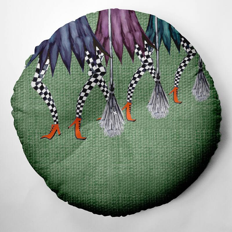 Esmerelda Trippled Halloween Design Tufted Floor Pillow - 26" Diameter - Green