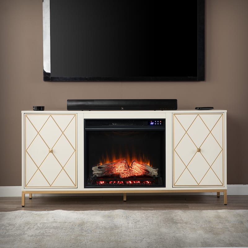 SEI Furniture Marradi Modern Media TV Stand with Storage & Electric Fireplace Insert