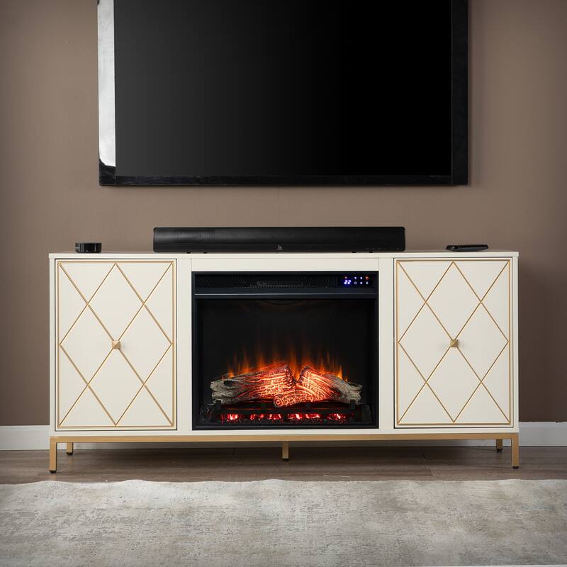 SEI Furniture Marradi Modern Media TV Stand with Storage & Electric Fireplace Insert