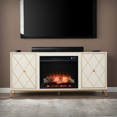 SEI Furniture Marradi Modern Media TV Stand with Storage & Electric Fireplace Insert