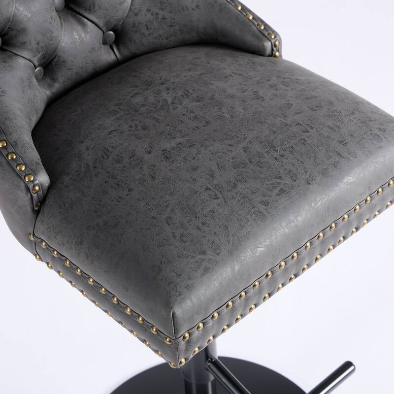 GDF Studio - Riveton Modern PU Upholstered Swivel Bar Stools with Tufted Backs (Set of 2)