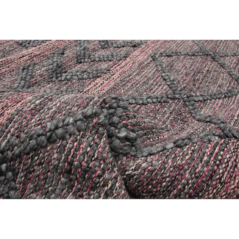 ECARPETGALLERY Braid weave Sienna Grey Wool Rug - 4'11 x 8'2