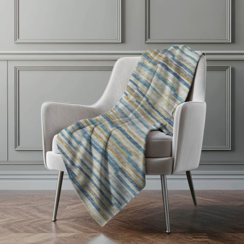 Premium Machine Washable ASB114 Modern Stripes Sherpa Throw Blanket