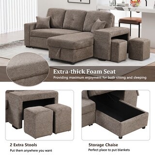 Reversible Sleeper Sectional Sofa with 2 Storage Foot Stools - Bed Bath ...