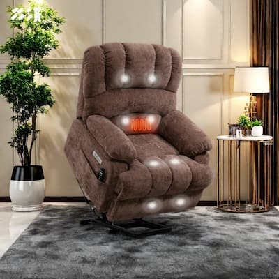 Oversized Power Lift Recliner Chair with Massage, Heat, 8-Point Vibration, Lumbar Heating, USB Port, Dual Side Pockets