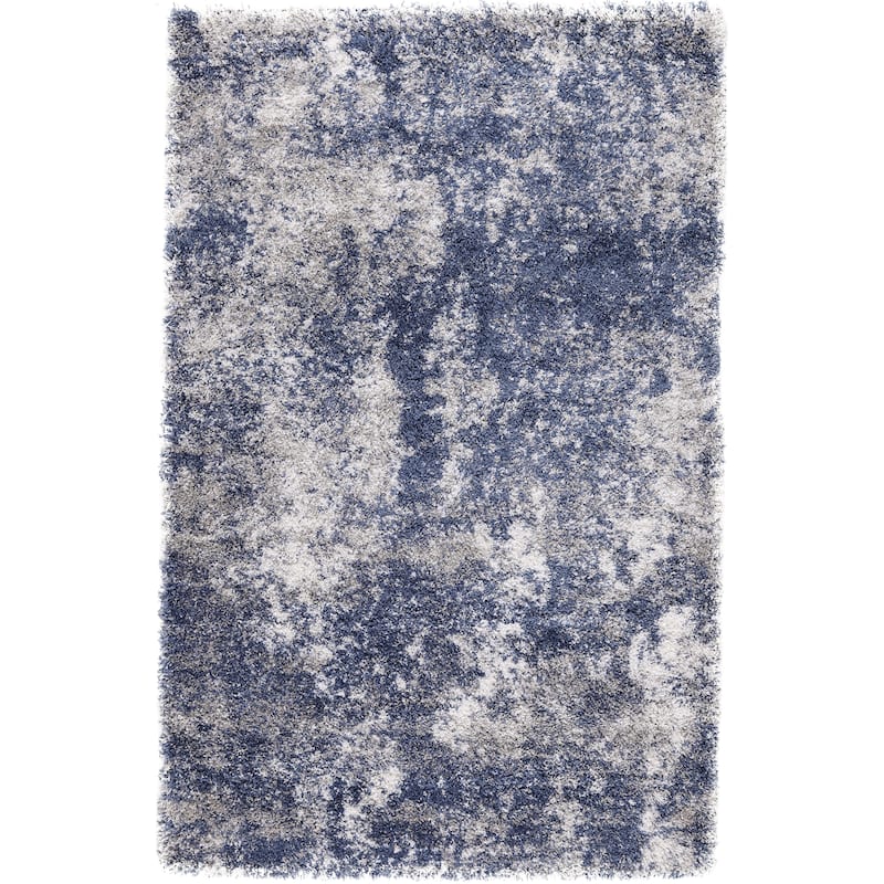Noori Rug Lux Juno Abstract Modern 2-inch Thick Shag Rug - 7'10" x 10'0" - Blue/Grey