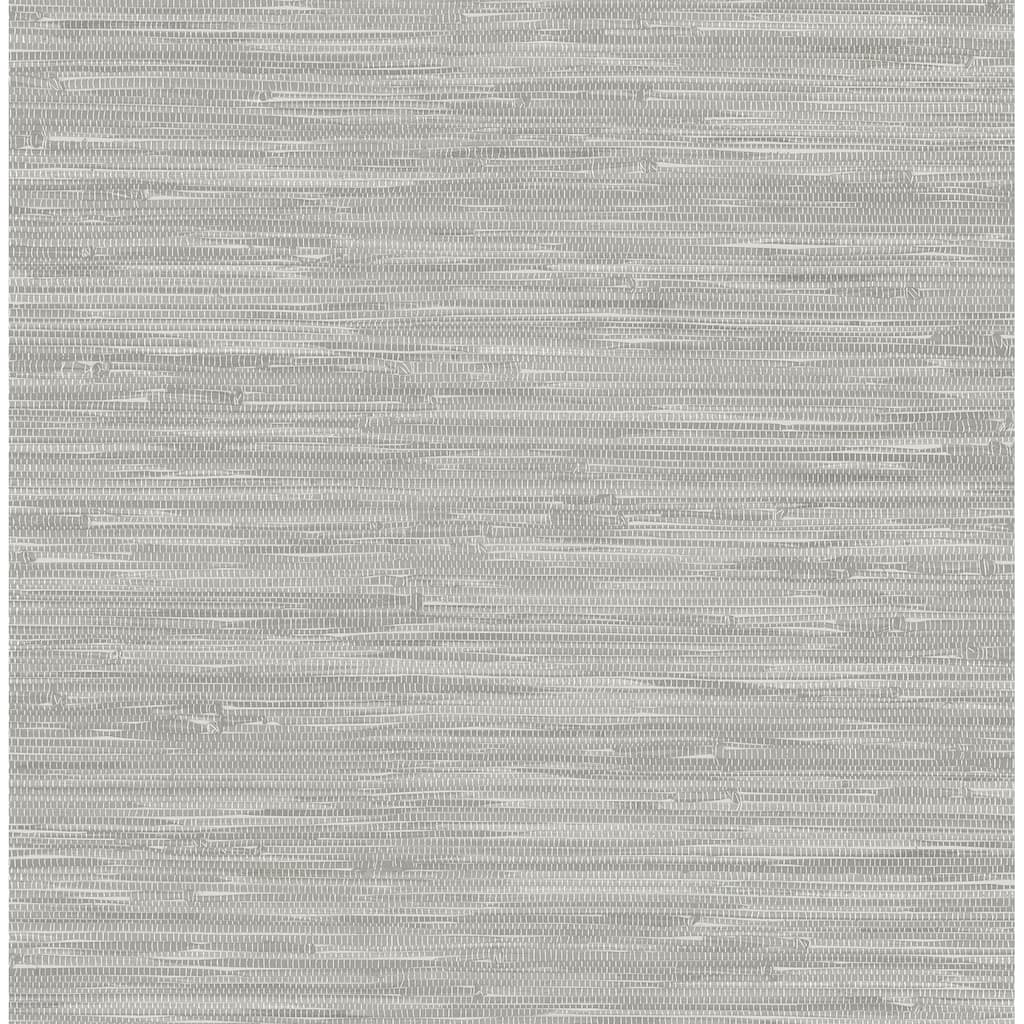 A-Street Prints Exhale Light Grey Woven Faux Grasscloth Wallpaper