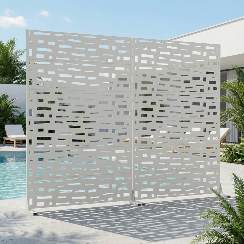 Outdoor Metal Privacy Screen Fence Panel Set of 2