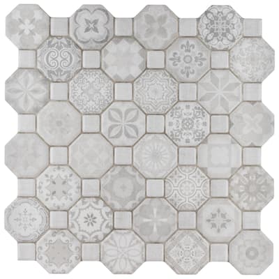 Merola Tile Tessera White 12.25" x 12.25" Ceramic Floor and Wall Tile