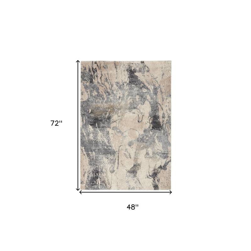 Janey Power Loomed Distressed Abstract Modern Stain Resistant Area Rug By HomeRoots - 72' X '48' X '0.75