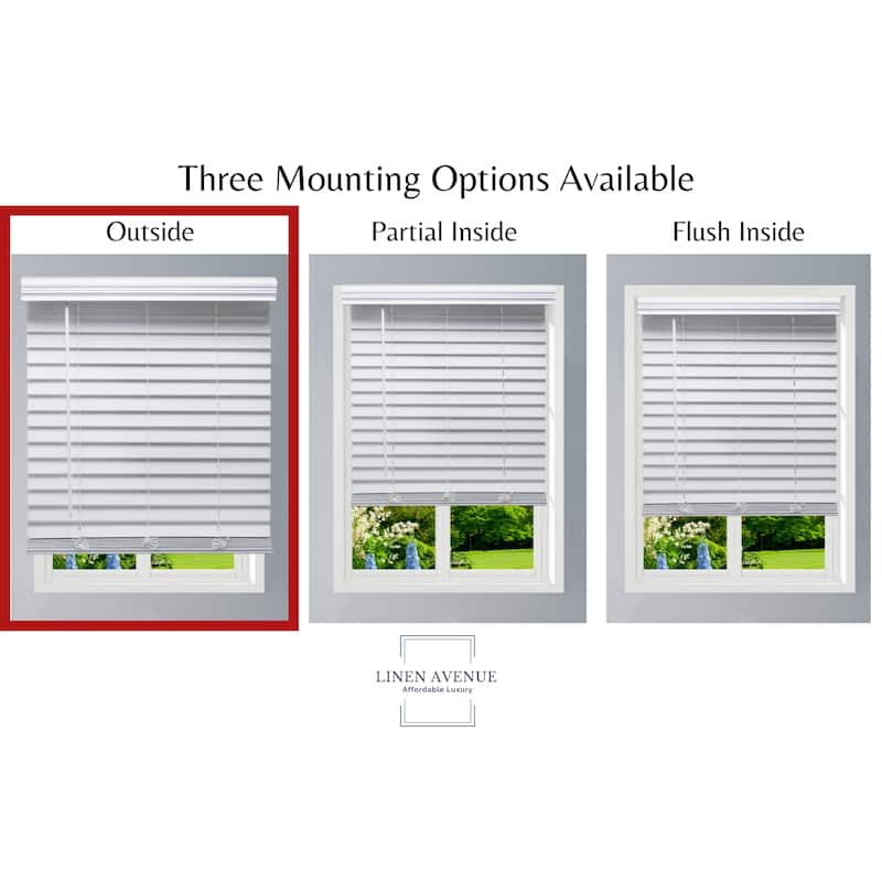 Linen Avenue Cordless Faux Wood Blind, Outside Mount