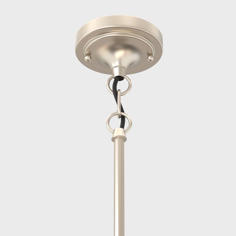 1-Light Satin Nickel Pendant Light, Modern E26 Ceiling Light Fixture with Milk White Glass Globe Shade