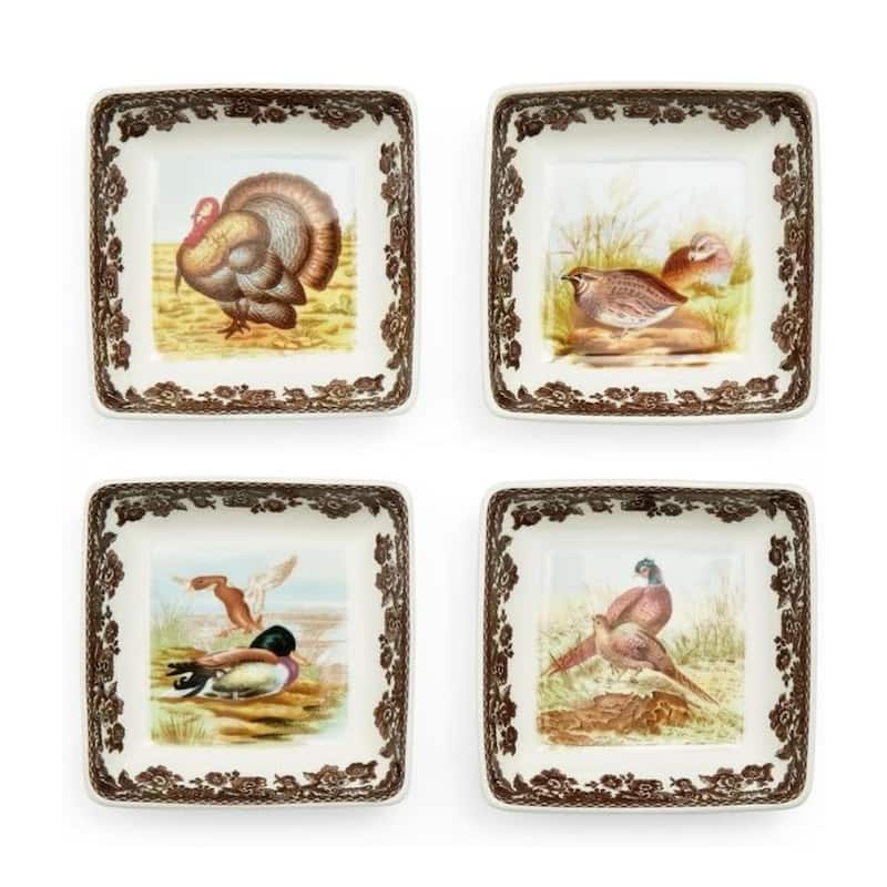 Spode Woodland Set of 4 Square Dishes - 3x3 - 3x3 - Multi
