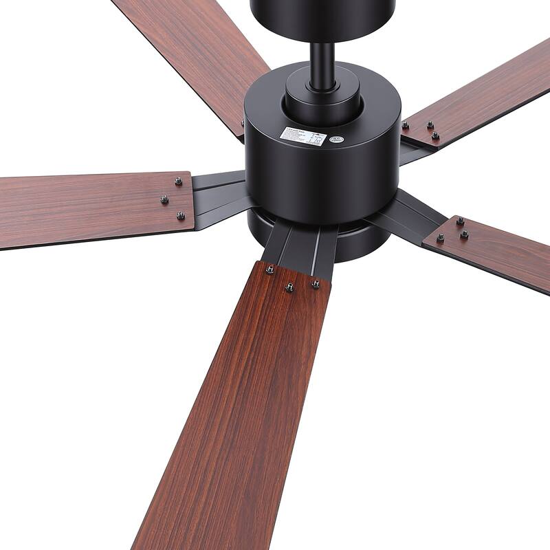 52-Inch Matte Black Ceiling Fan with RGB LED Light and Voice Control((5 Reversible Blades)