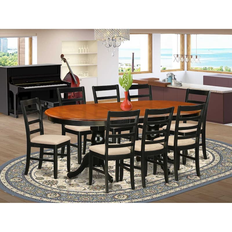 Coastal Cottage Dining Set - Table & 8 Kitchen Chairs - Rubberwood Dinette Room Set