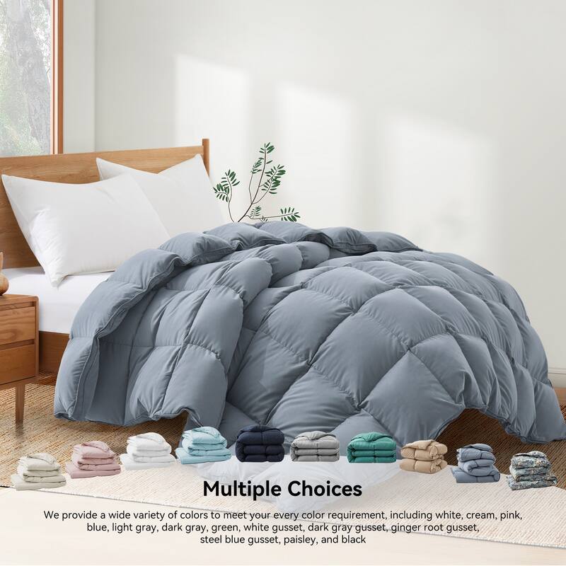 All Season Medium to Extra Warmth White Feather Down Comforter Duvet Insert