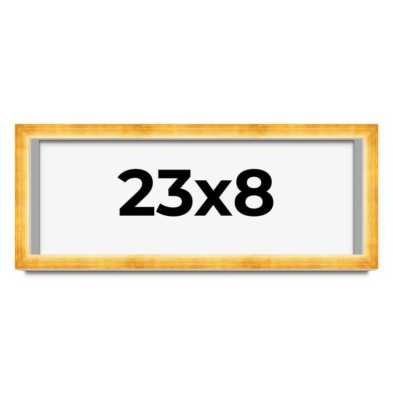 23x8 Shadow Box Frame Gold | 1.625 Inches Deep Real Wood Traditional