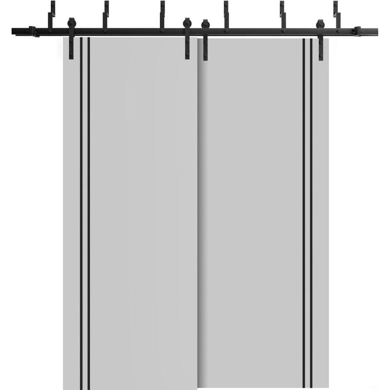Barn Bypass Doors 36 x 80 Planum 0016 Grey Matte with Sturdy 6.6ft - 72" x 84" ( 2* 36x84)