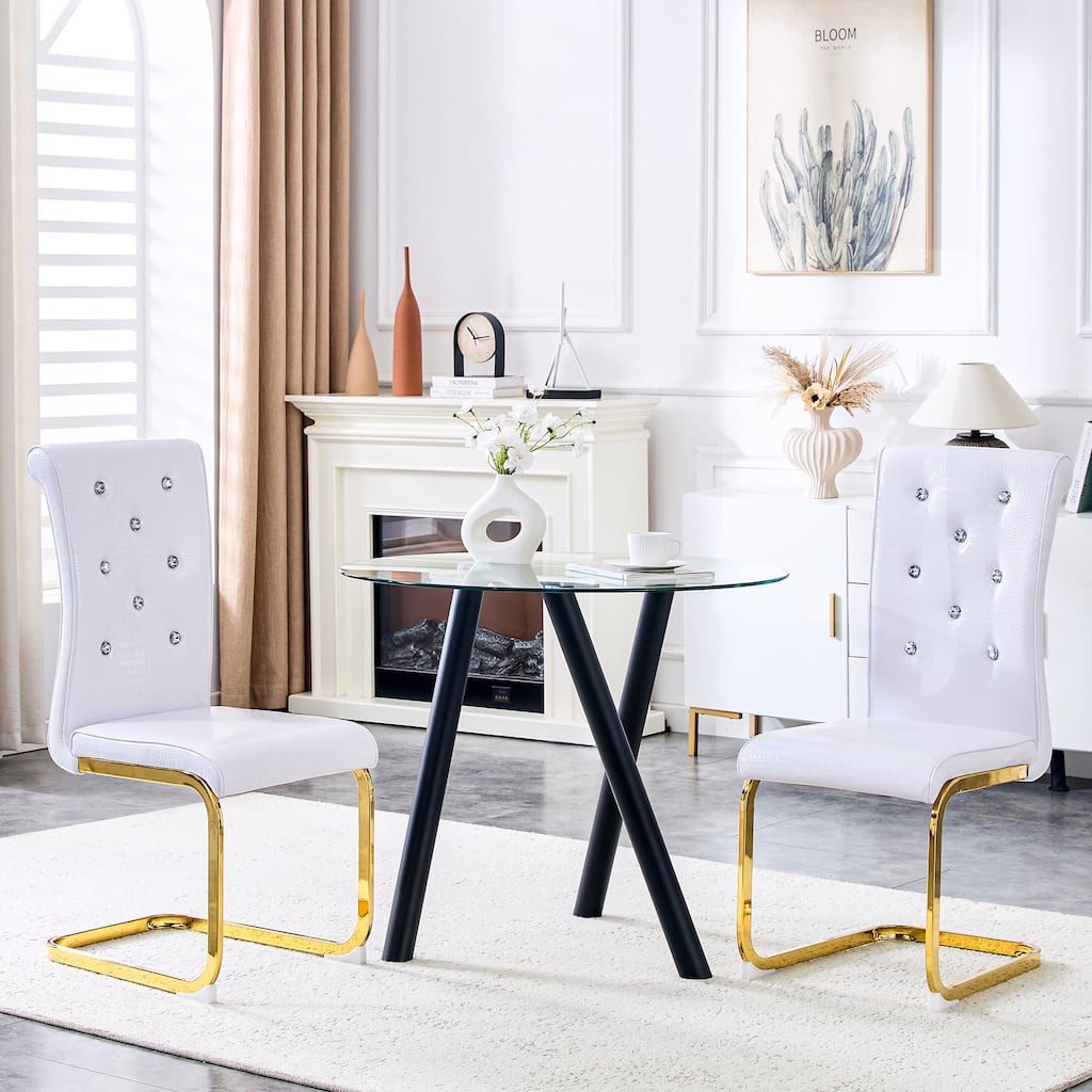 Dining Chair Side Chair Kitchen Chair Leisure Chair Lounge Chair White Gold Office Chair Armless Chair with Metal Legs