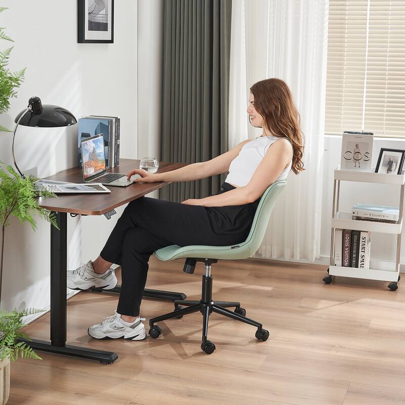Armless Office Chair Swivel Home Office Desk Chairs with Wheels