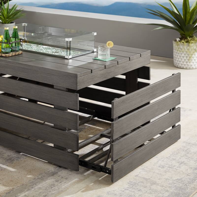 Corvus Hamina 1-piece Patio Aluminum Fire Pit Table with Lid