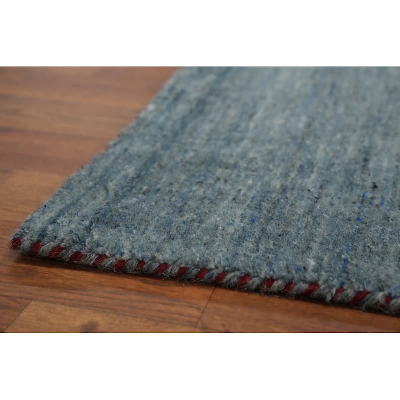 Hand Knotted Oriental 100% Wool Carpet Tribal Animal Pictorial Navy Blue & Blues Gabbeh Area Rug - 9' 10'' X 9' 11''