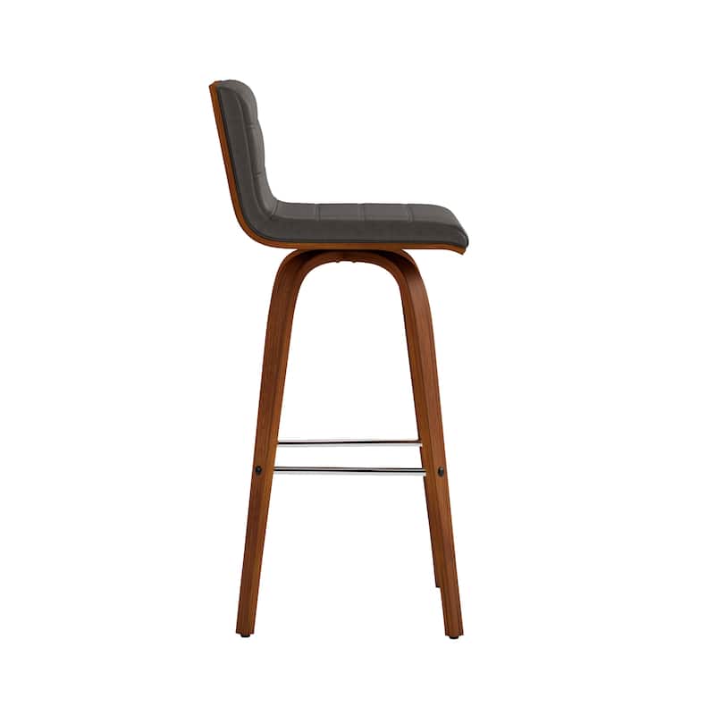 Skara Swivel Bar Stool, Upholstered Bar Height Chair with Bentwood Frame