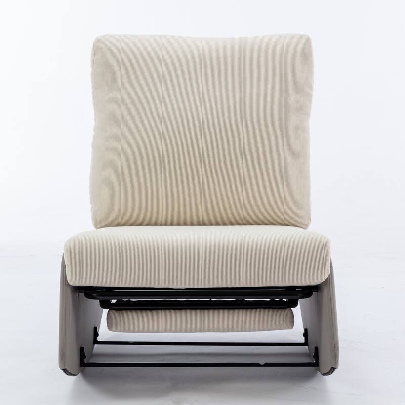 Corduroy Rocking Recliner Chair with Adjustable Back & Ottoman