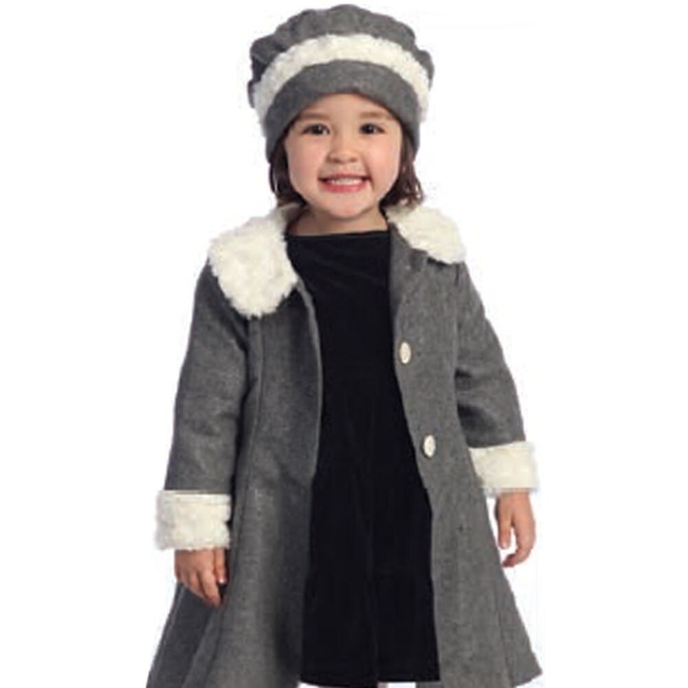 Shop Angels Garment Toddler Little Girls Grey Fur Trim Coat Hat