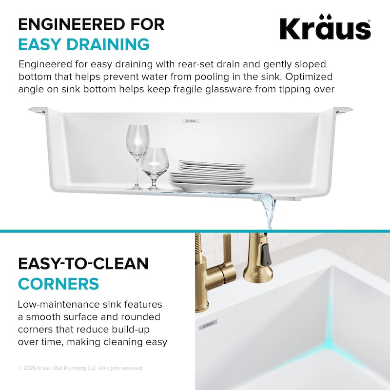 KRAUS Forteza Granite 33 inch Undermount Drop-in Kitchen Sink