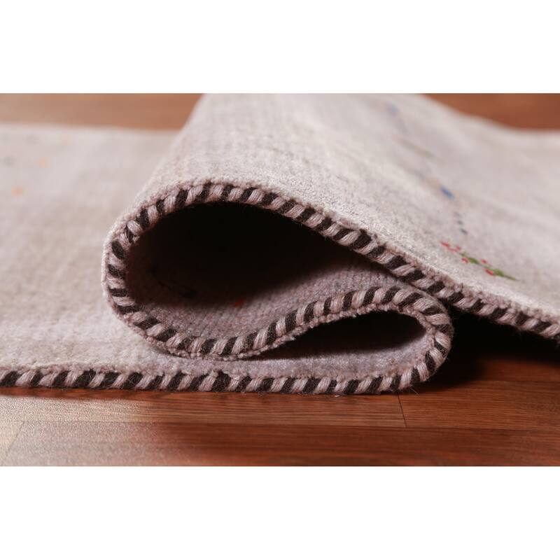 Hand Knotted Oriental 100% Wool Carpet Tribal Animal Pictorial Brown Gabbeh Area Rug - 4' 11'' X 3' 1''