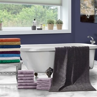 Combed Cotton Highly Absorbent Honeycomb Jacquard and Solid 12-Piece Towel Set by Superior