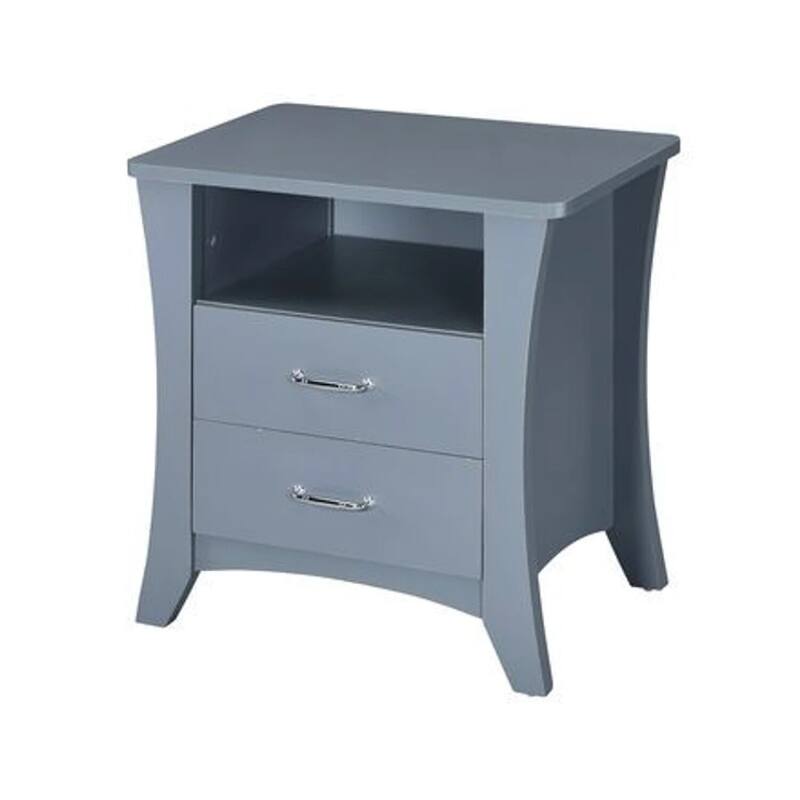 24 in. Gray Rectangle Wood End Table with Storage Drawer for Convenience