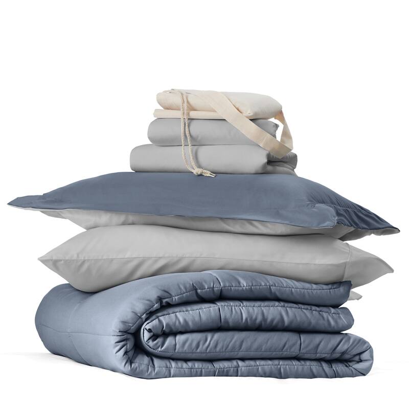 8pc Twin XL Solid Dorm Bedding Bundle